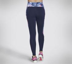 Rückansicht von Skechers GOWALK SUMMER ROSE HW FL LEGGING Leggings Damen Dunkelblau / Hellrosa