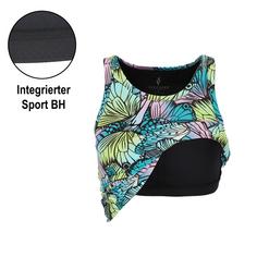 Rückansicht von Skechers GOWALK BUTTERFLY SHADOW SHELF BRA TANK Sport-BH Damen Türkis / Lila / Grün