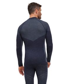 Rückansicht von Falke Langarmshirt Langarmshirt Herren space blue (6116)