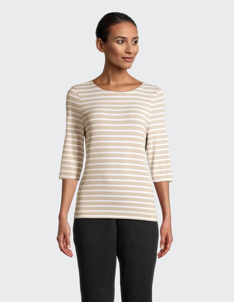 JOY sportswear JOY sportswear CARINA T-Shirt Damen - sand stripes - 0 | SportScheck