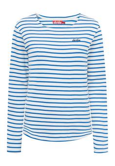 Derbe Interstriped Langarmshirt Damen Off White/Princess Blue