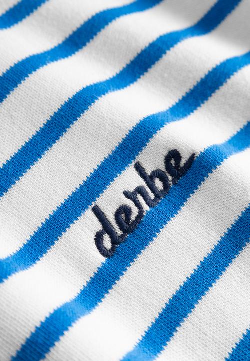 Rückansicht von Derbe Interstriped Langarmshirt Damen Off White/Princess Blue