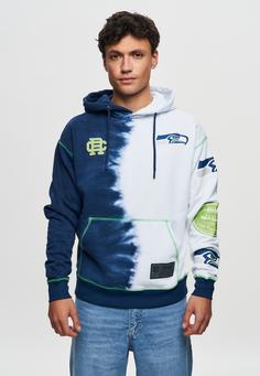 Rückansicht von Re:Covered NFL Seahawks Ink Dye Effect On Hoodie Navy