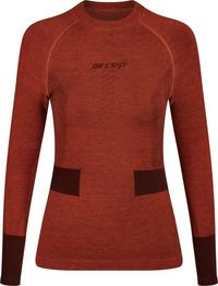 CEP Merino Skiing Base Shirt Longsleeve Laufshirt Damen - aubergine/red
