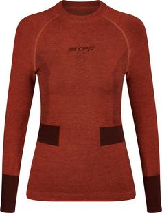 CEP Merino Skiing Base Shirt Longsleeve Laufshirt Damen aubergine/red