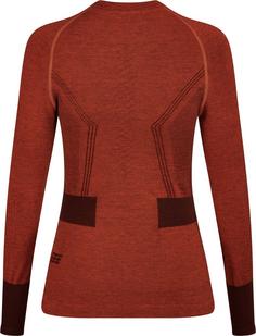 Rückansicht von CEP Merino Skiing Base Shirt Longsleeve Laufshirt Damen aubergine/red