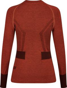 Rückansicht von CEP Merino Skiing Base Shirt Longsleeve Laufshirt Damen aubergine/red