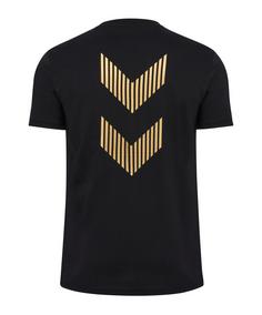 Rückansicht von hummel hmlE24C Cotton T-Shirt Funktionsshirt Herren schwarzgold