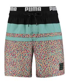 PUMA Swim Heritage Stripe Mid Badehose Funktionsunterhose Herren mehrfarbigschwarzblaupink