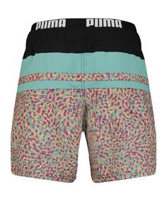 Rückansicht von PUMA Swim Heritage Stripe Mid Badehose Funktionsunterhose Herren mehrfarbigschwarzblaupink