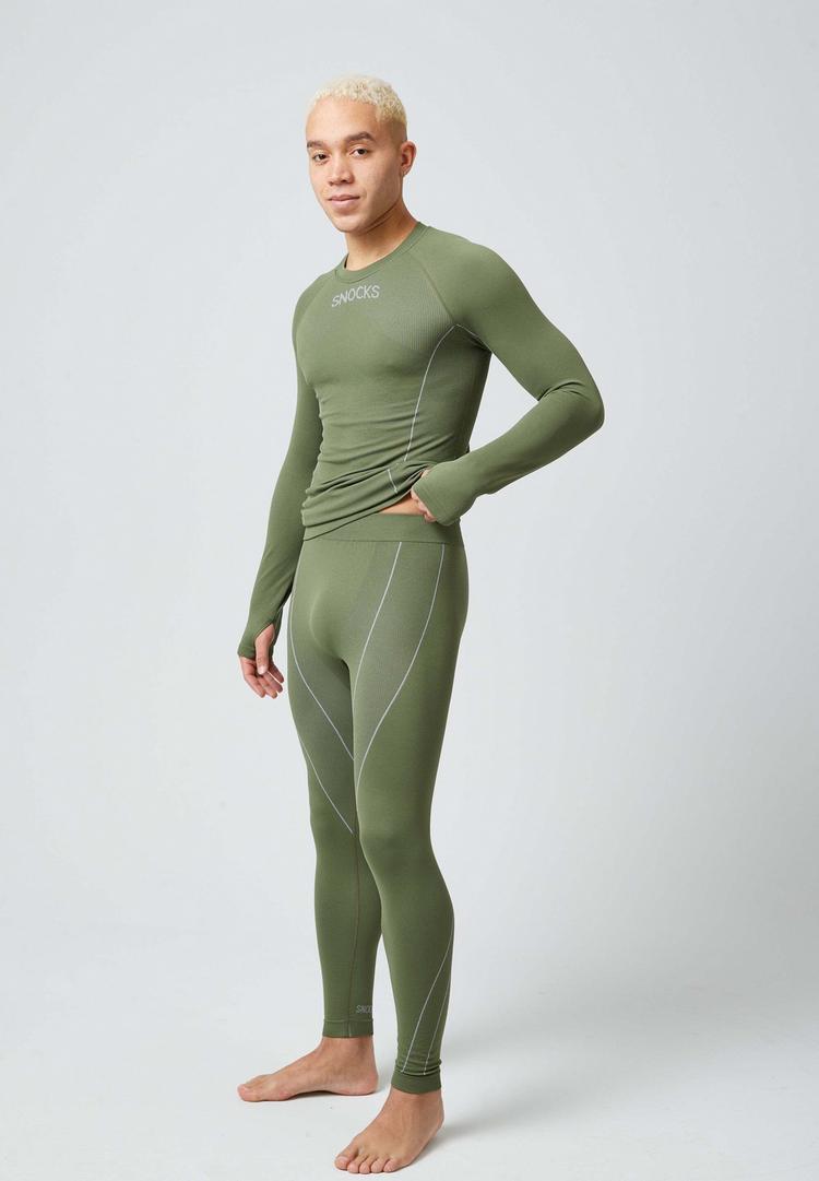Snocks Snocks Thermounterw&auml;sche mit Daumenloch W&auml;scheset Herren - Olive - 3 | SportScheck