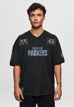 Rückansicht von Re:Covered NFL Packers GB 19 Oversized T-Shirt Black