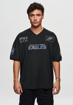 Rückansicht von Re:Covered NFL Eagles PHI 33 Oversized T-Shirt Black