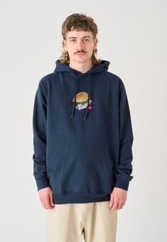 Rückansicht von Cleptomanicx Boxy Hooded WTFISH Kapuzenshirt Herren Sky Captain