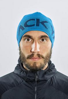 Rückansicht von BLACKYAK Yak Beanie Stirnband Blue Opal