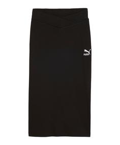 PUMA Classics Ribbed Midi Rock Damen Shorts Damen schwarz