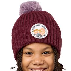 Rückansicht von Jack Wolfskin POMPOM BADGE BEANIE K Stirnband Kinder boysenberry