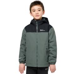 Rückansicht von Jack Wolfskin SNOWCURL 3IN1 JACKET K Funktionsjacke Kinder slate green/black