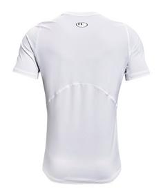 Rückansicht von Under Armour HG Fitted T-Shirt Laufshirt Herren weiss