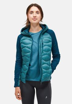 Rückansicht von Peak Performance W Helium Down Hybrid Hood Funktionsjacke Damen PETROL