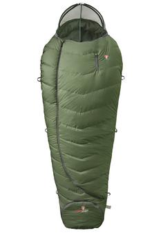 Rückansicht von Grüezi Bag Biopod Wolle Survival Ice XXL Wide Kunstfaserschlafsack Greenery