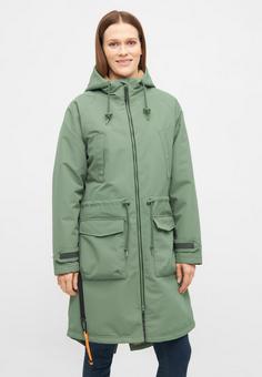 Rückansicht von Derbe Phoebholm Dog Funktionsjacke Damen Hedge Green/Caramel