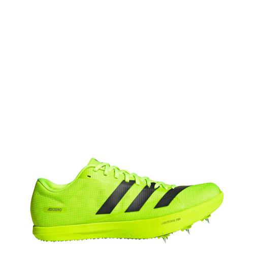 Rückansicht von adidas Adizero Weitsprungschuh Laufschuhe Lucid Lemon / Core Black / Silver Metallic