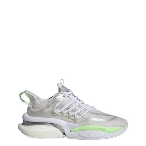 Rückansicht von adidas Alphaboost V1 Schuh Fitnessschuhe Damen Cloud White / Silver Metallic / Green Spark