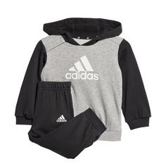 adidas Essentials Colorblock Kids Jogginganzug Trainingsanzug Kinder Black / Medium Grey Heather