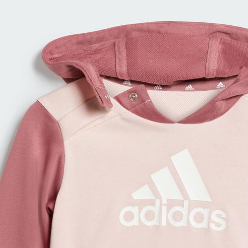 Rückansicht von adidas Essentials Colorblock Kids Jogginganzug Trainingsanzug Kinder Preloved Crimson / Sandy Pink