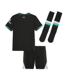 Rückansicht von Nike FC Liverpool Minikit Away 24/25 Fußballtrikot Kinder tuerkisgrau