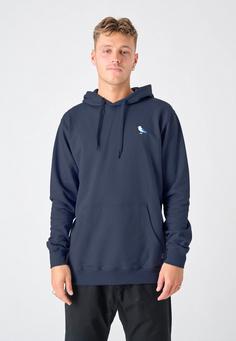 Rückansicht von Cleptomanicx Hooded Embro Gull 2 Kapuzenshirt Herren Heather Estate Blue