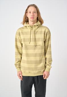 Rückansicht von Cleptomanicx Hooded Stripe Kapuzenshirt Herren Heather Olive Gray