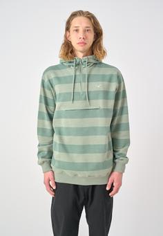 Rückansicht von Cleptomanicx Hooded Stripe Kapuzenshirt Herren Heather Laurel