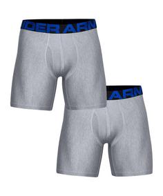 Rückansicht von Under Armour Tech Boxer 6In 2Er Pack Boxershort Boxershorts Herren grauschwarz