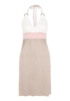 BEACH TIME Strandkleid Trägerkleid Damen creme-taupe-rose