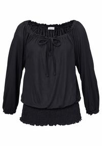 Lascana Carmenshirt Langarmbluse Damen - schwarz