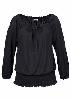 Lascana Carmenshirt Langarmbluse Damen schwarz