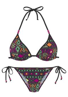 Buffalo Triangel-Bikini Bikini Set Damen schwarz bedruckt