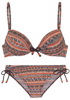 Buffalo Push-Up-Bikini Bikini Set Damen braun bedruckt