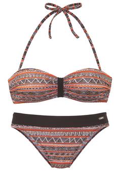 Buffalo Bandeau-Bikini Bikini Set Damen braun bedruckt