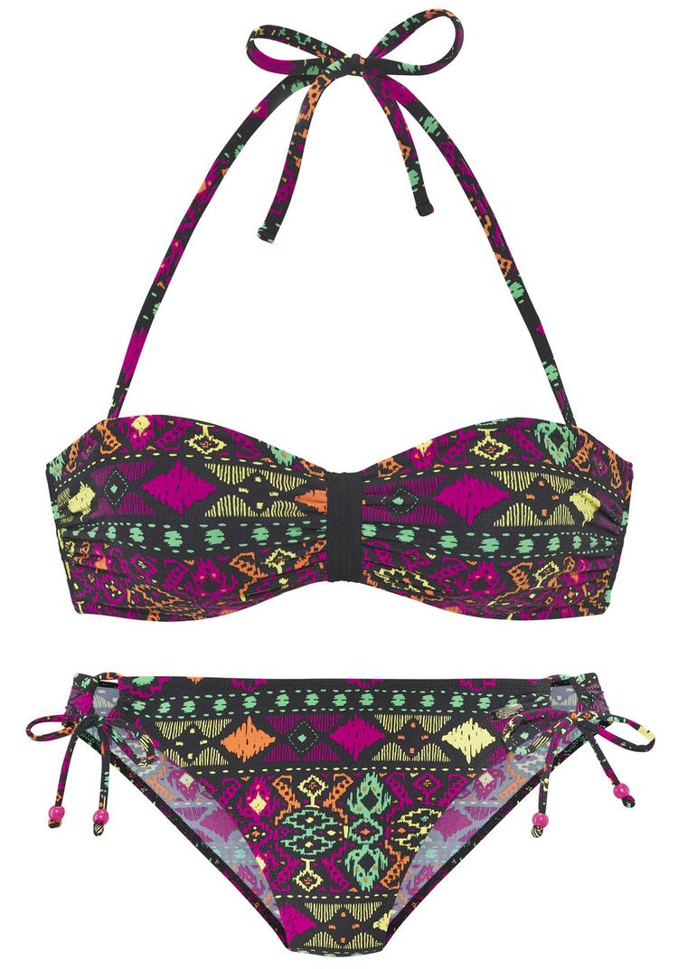 Buffalo Buffalo Bandeau-Bikini Bikini Set Damen - schwarz bedruckt - 0 | SportScheck