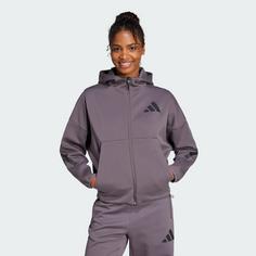 Rückansicht von adidas adidas Z.N.E. Zip-Hoodie Sweatjacke Damen Grey Strata