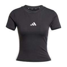 adidas Essentials 3-Streifen Slim Baby T-Shirt Langarmshirt Damen Black / White