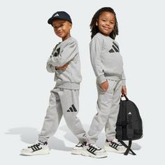 Rückansicht von adidas Essentials Kids Jogginganzug Trainingsanzug Kinder Medium Grey Heather / Black