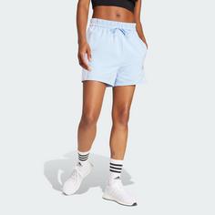 Rückansicht von adidas Essentials 3-Streifen Cotton Shorts Funktionsshorts Damen Glow Blue / White