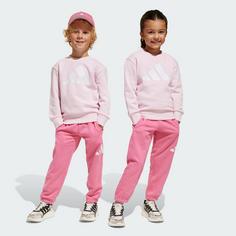 Rückansicht von adidas Essentials Kids Jogginganzug Trainingsanzug Kinder Clear Pink / White