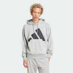 Rückansicht von adidas Essentials Big Logo French Terry Hoodie Hoodie Herren Medium Grey Heather / Black