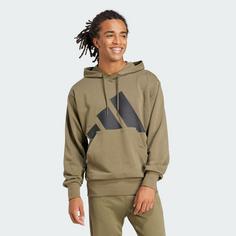 Rückansicht von adidas Essentials Big Logo French Terry Hoodie Hoodie Herren Olive Strata / Black