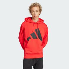 Rückansicht von adidas Essentials Big Logo French Terry Hoodie Hoodie Herren Pure Ruby / Black